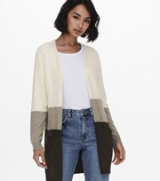 ONLY Brown Colour Block Long Cardigan
